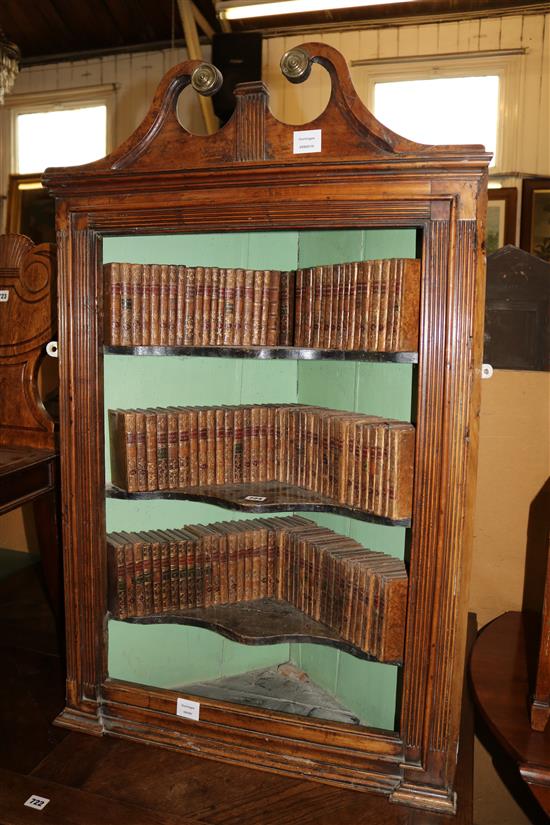 George III fruitwood open fronted hanging corner cupboard, and a collection of poetry books